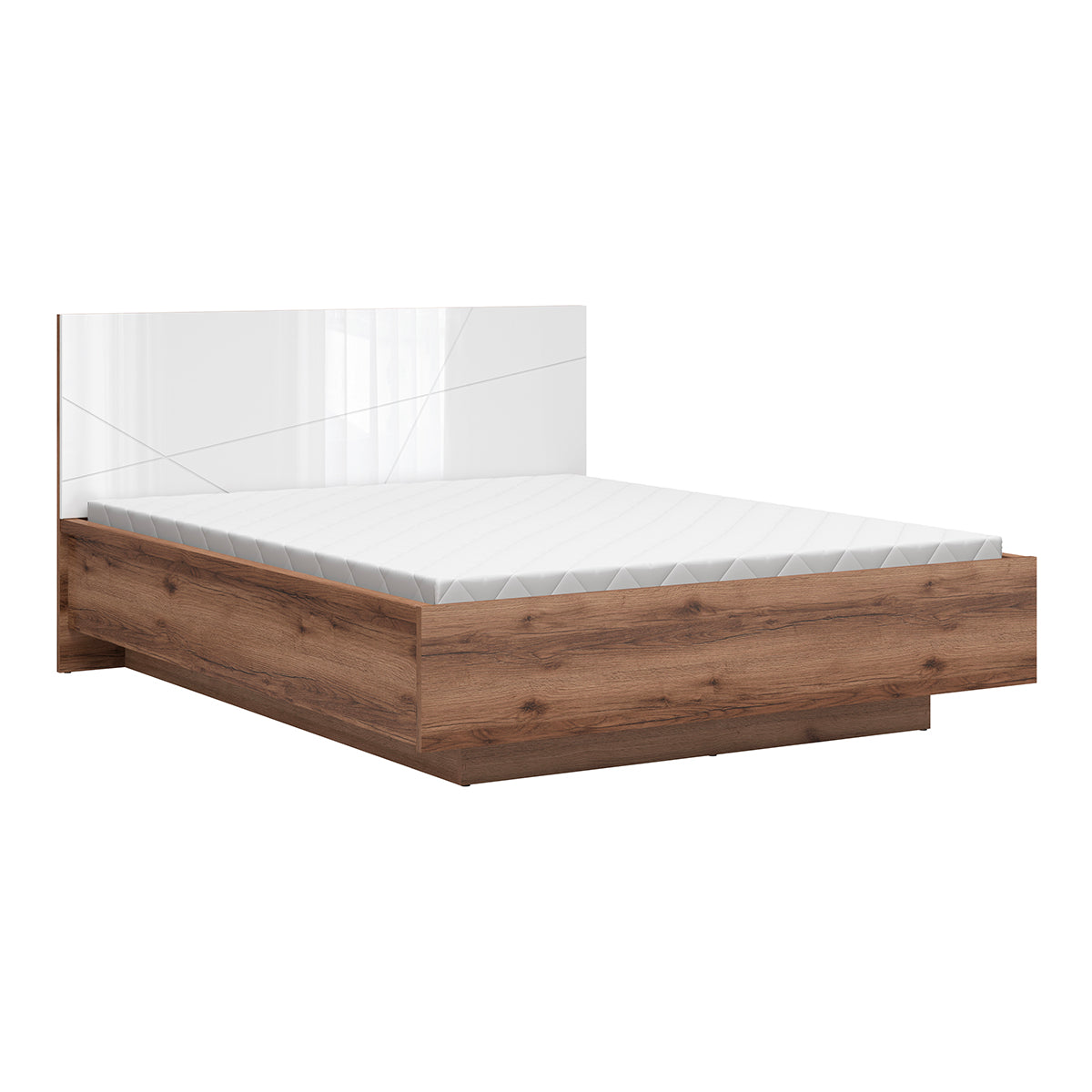 Lit coffre 160x200 sommier inclus Sven Blanc et Bois - vue 5