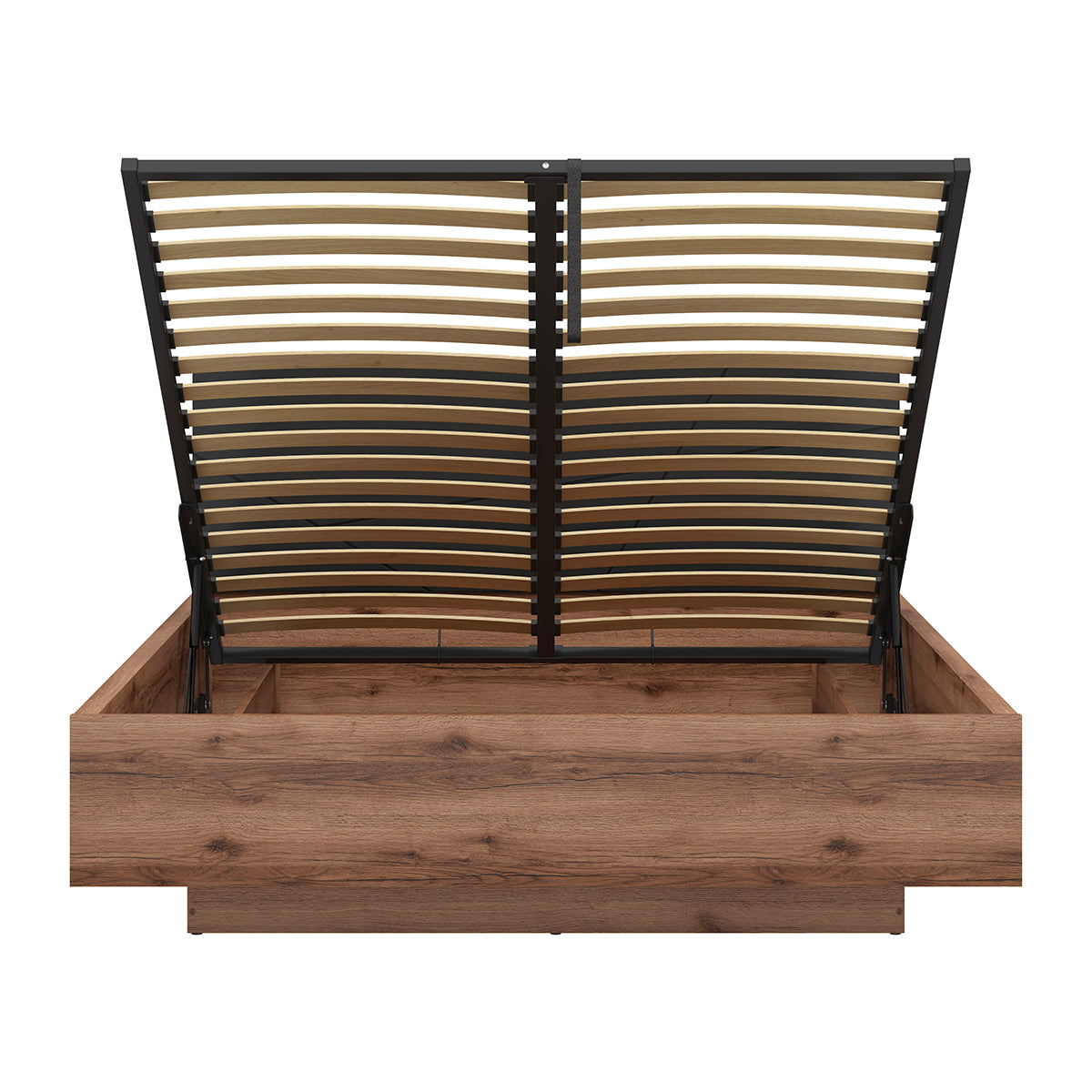 Lit coffre 160x200 sommier inclus Sven Noir et Bois - vue 3