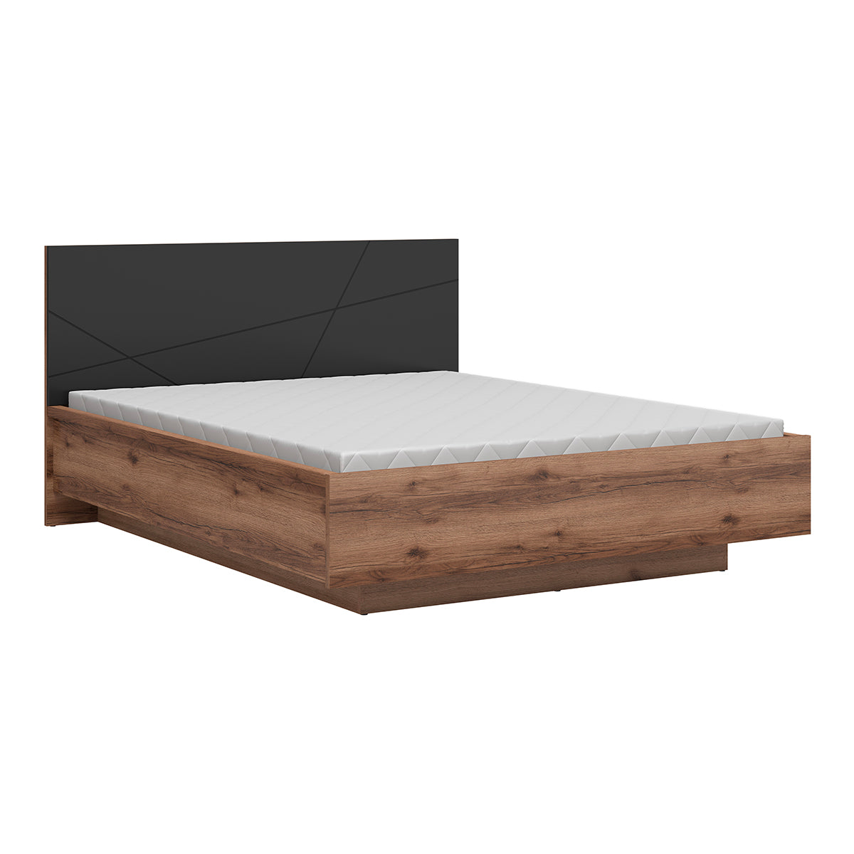 Lit coffre 160x200 sommier inclus Sven Noir et Bois - vue 5