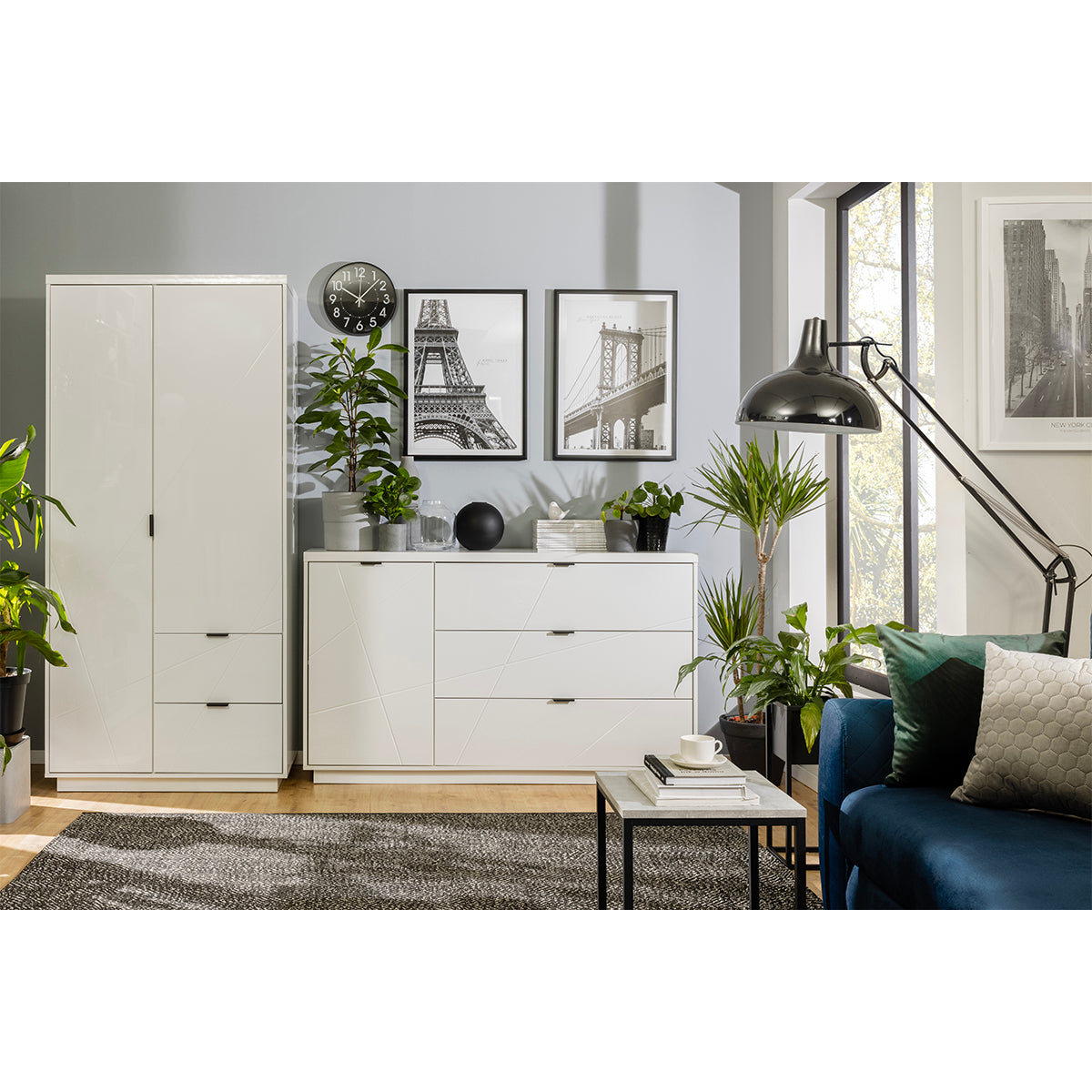 Armoire 2 portes 2 tiroirs Sven Blanc - vue 6