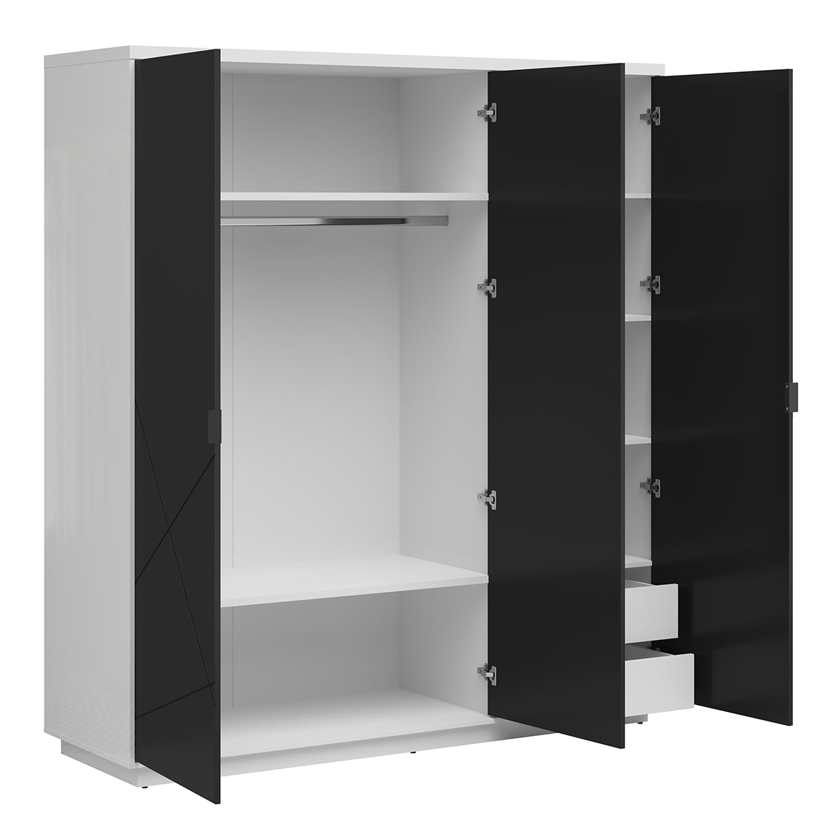 Armoire 3 portes Sven Noir et Blanc - vue 2