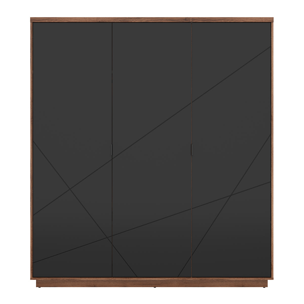 Armoire 3 portes Sven Noir et Bois - vue 3