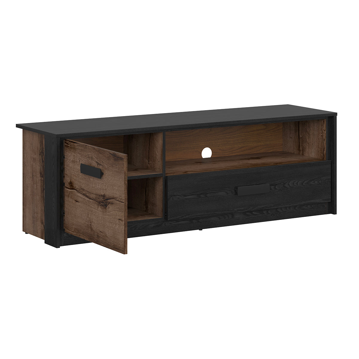 Meuble TV 1 porte 1 tiroir 150 cm Romane Bois - vue 2