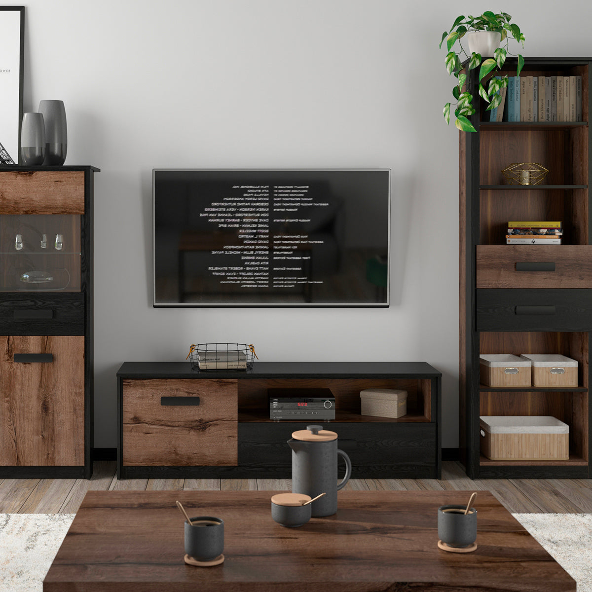 Meuble TV 1 porte 1 tiroir 150 cm Romane Bois - vue 4