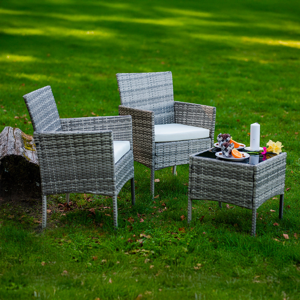 Salon de jardin 2 personnes Monaco Gris - vue 4