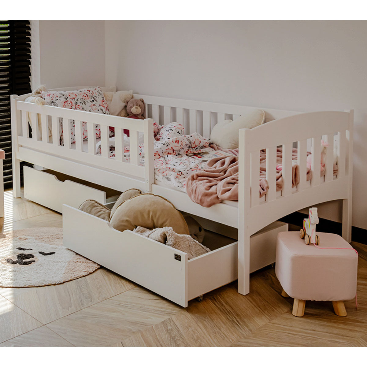 Lit 90x200 sommier et tiroirs inclus Samuel Blanc - vue 5