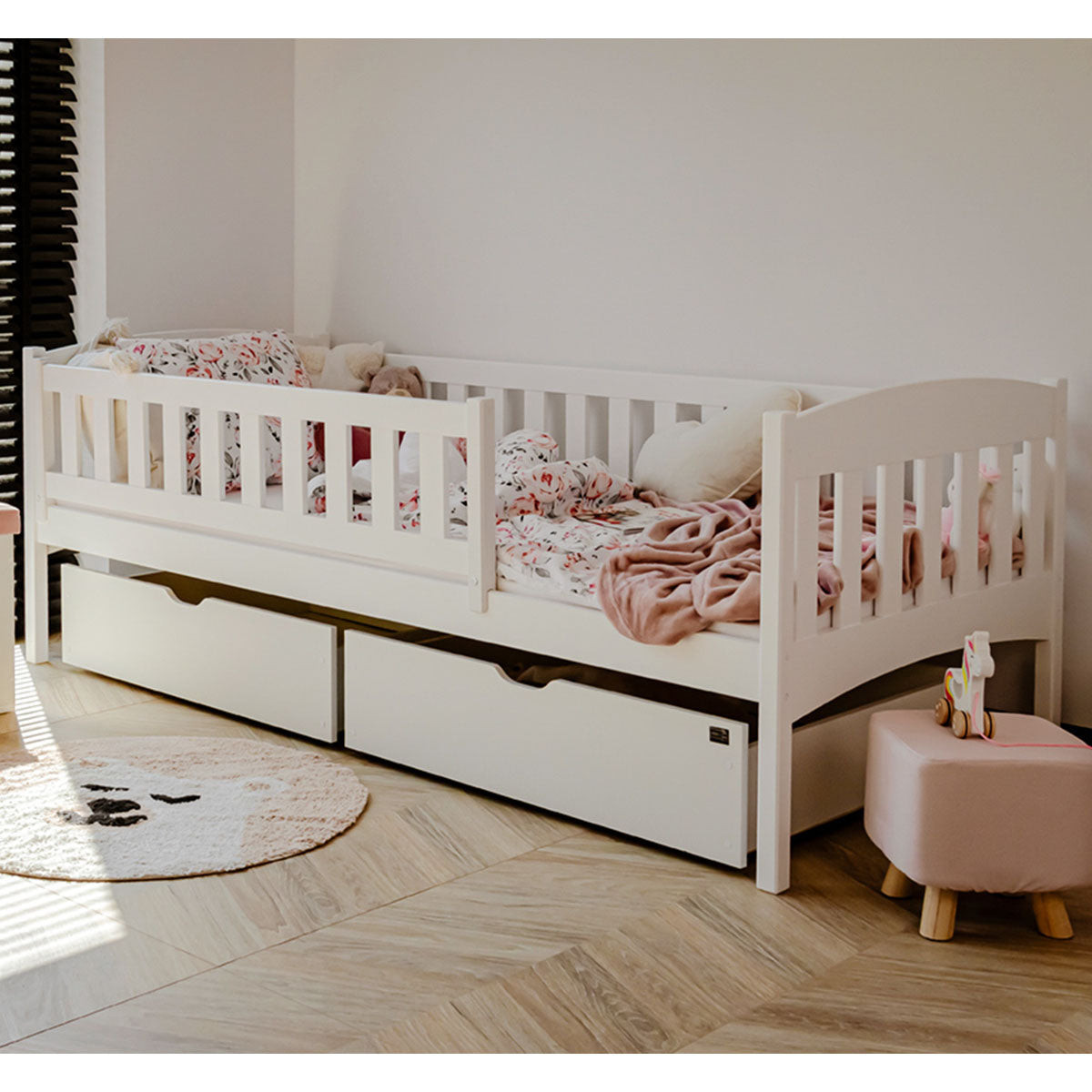 Lit 90x200 sommier et tiroirs inclus Samuel Blanc - vue 7