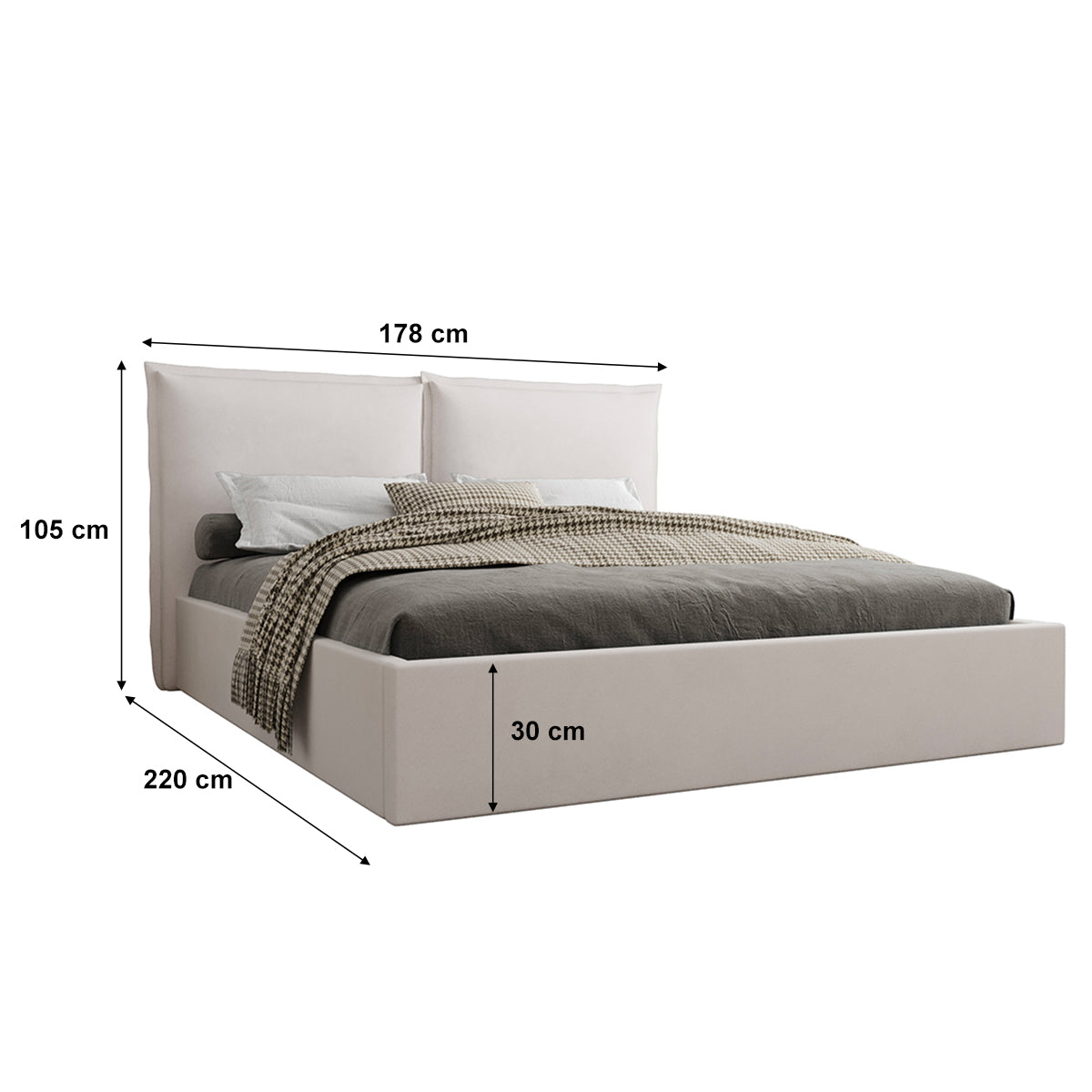 Lit coffre 160x200 sommier inclus Sandro Blanc cassé - vue 5