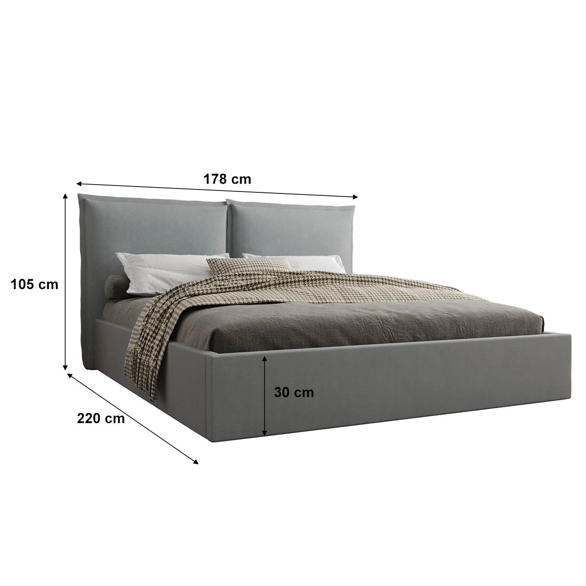 Lit coffre 160x200 sommier inclus Sandro Gris - vue 5