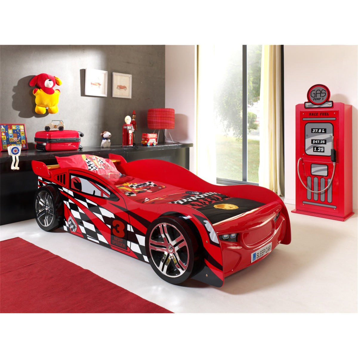 Lit 90x200 Night Speeder Sommier inclus Vipack Car beds - Rouge - vue 3