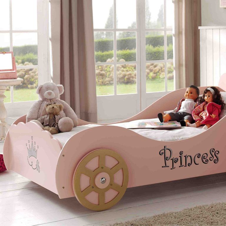 Lit 90x200 Princesse Pinky Sommier inclus Vipack Car beds - Rose - vue 3