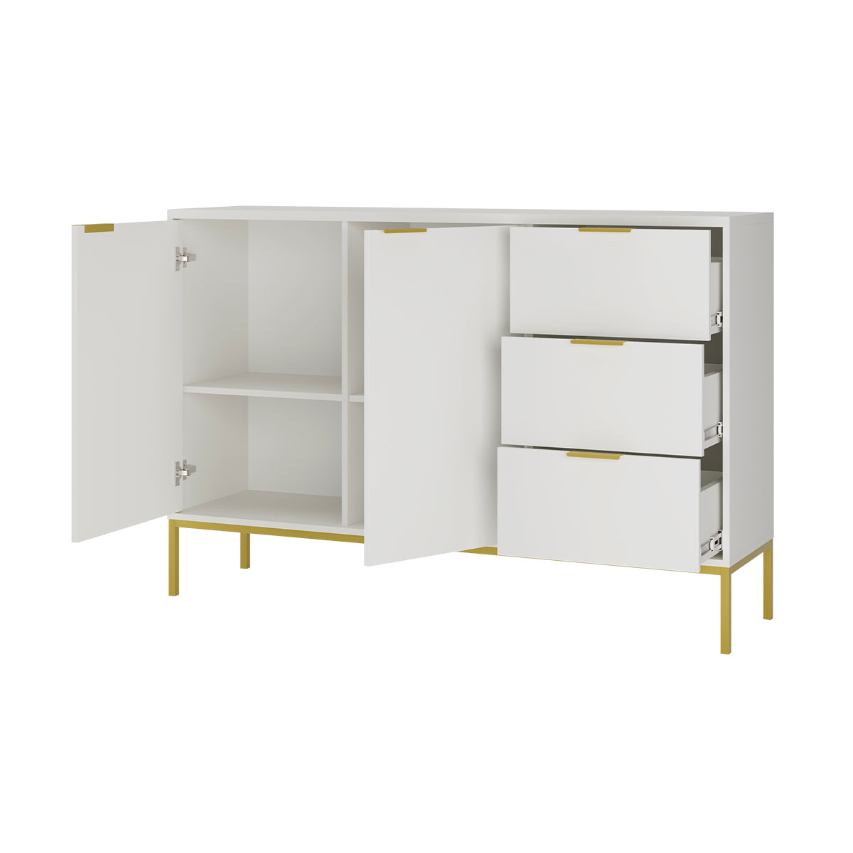 Buffet 2 portes 3 tiroirs Seattle Blanc - vue 3