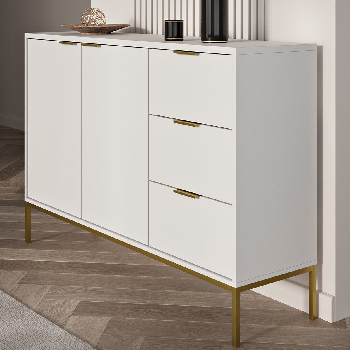 Buffet 2 portes 3 tiroirs Seattle Blanc - vue 5