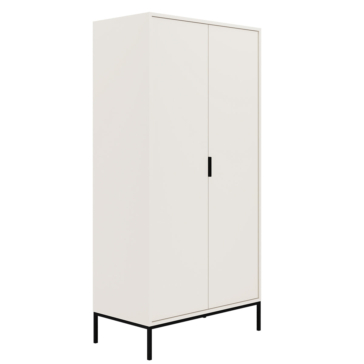 Armoire 2 portes Seattle Blanc Pieds noirs