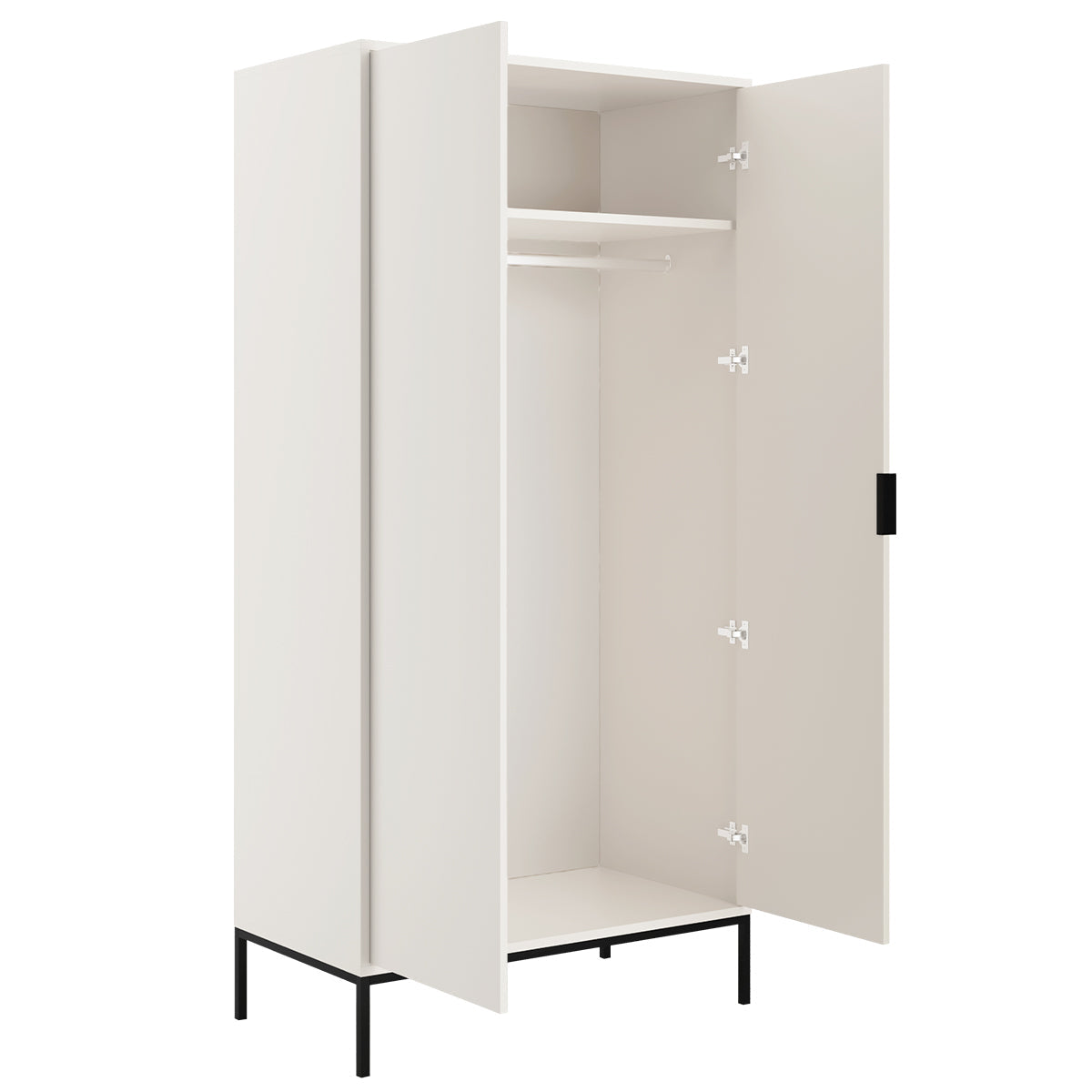 Armoire 2 portes Seattle Blanc Pieds noirs - vue 3