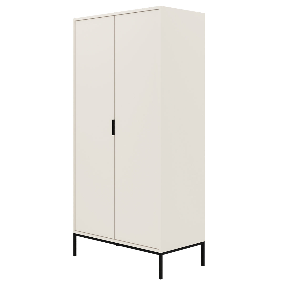 Armoire 2 portes Seattle Blanc Pieds noirs - vue 4