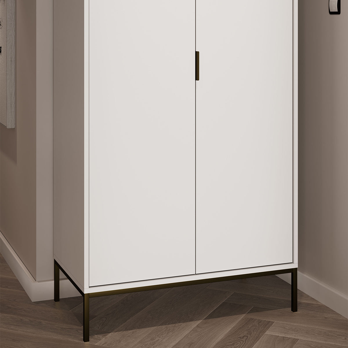 Armoire 2 portes Seattle Blanc Pieds noirs - vue 6