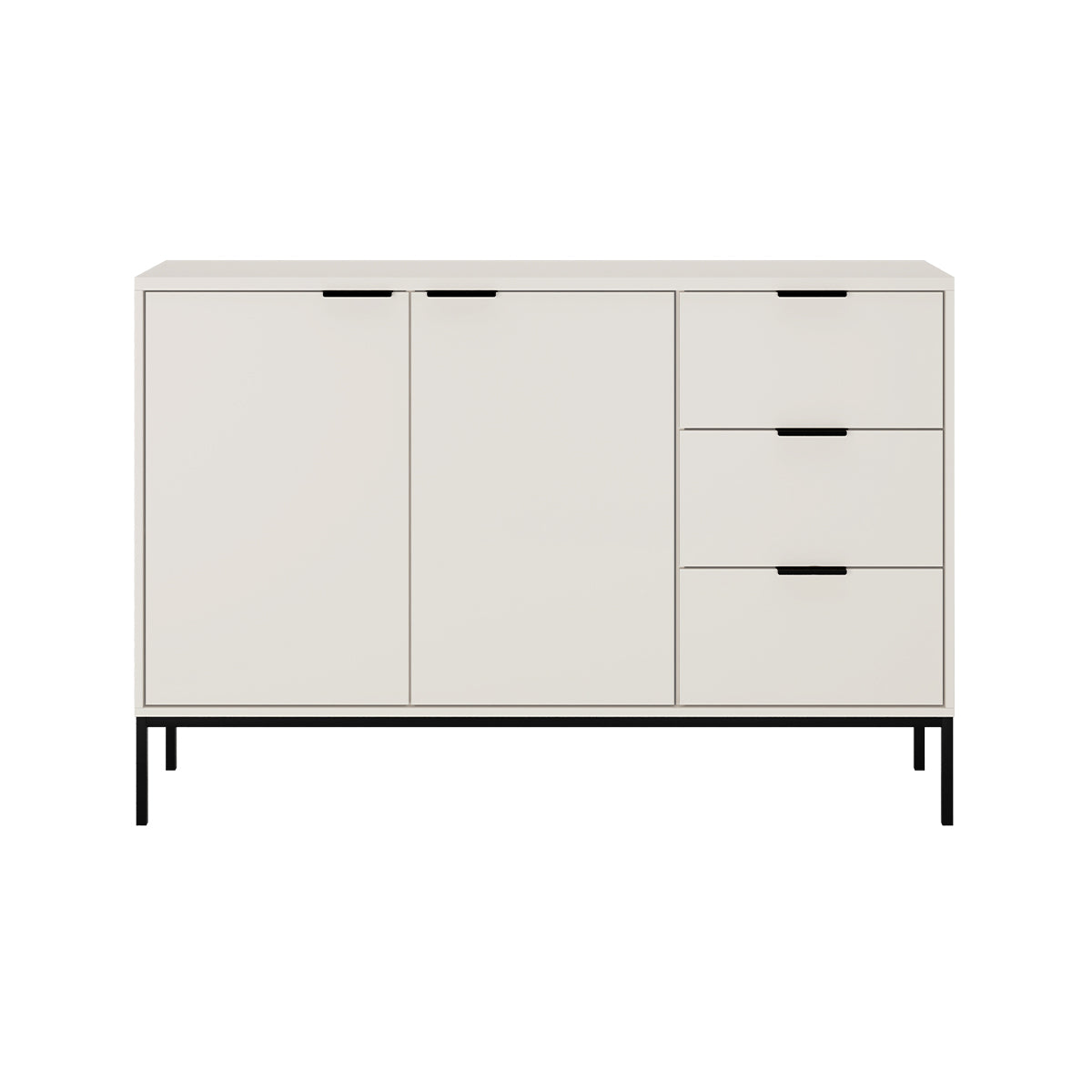 Buffet 2 portes 3 tiroirs Seattle Blanc Pieds noirs - vue 2
