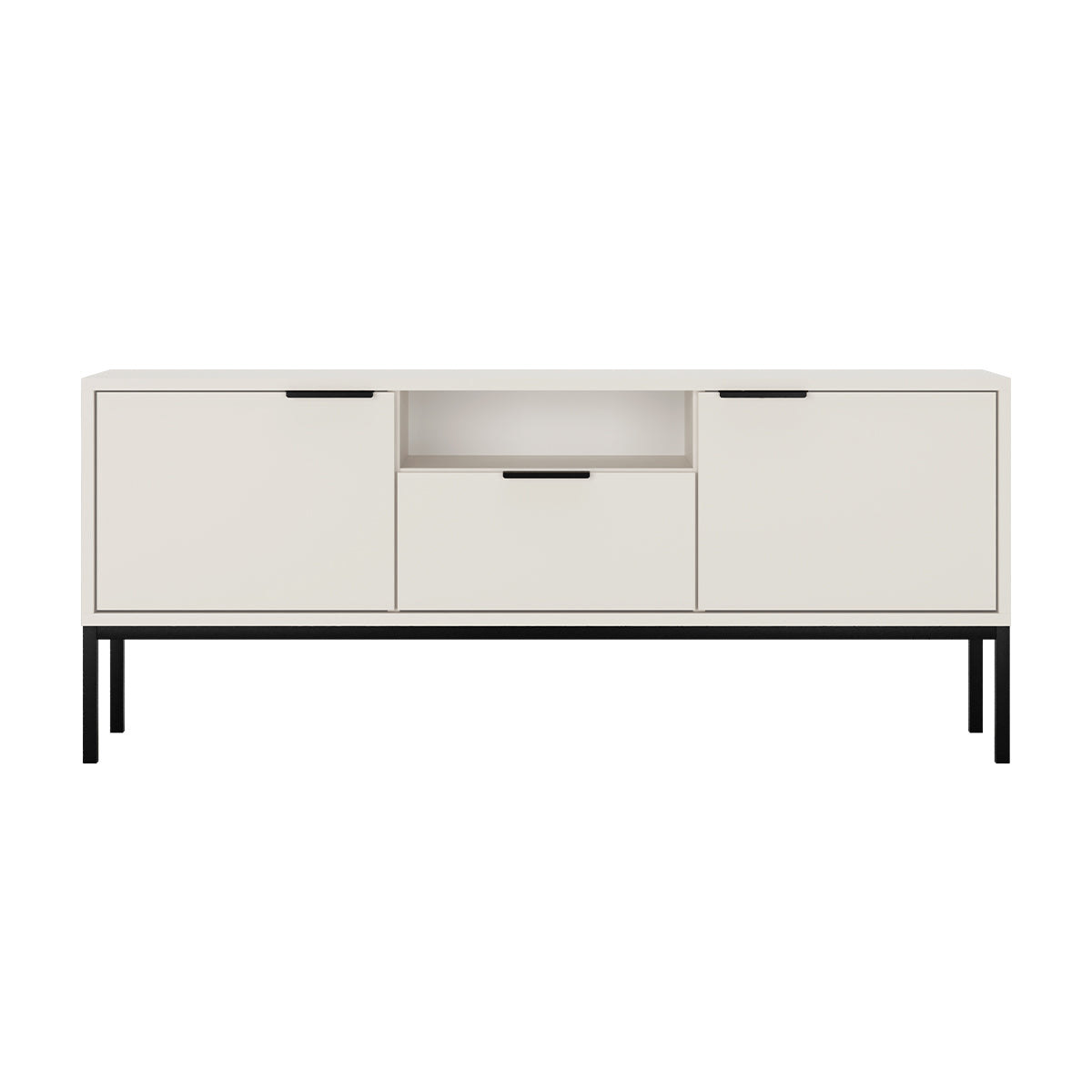 Meuble TV 135 cm Seattle Blanc Pieds noirs - vue 2