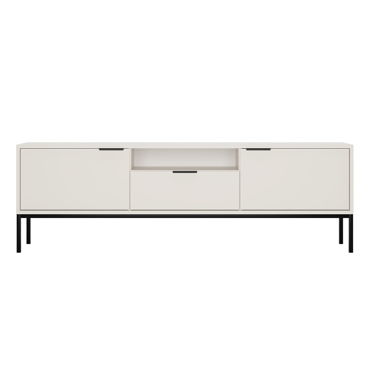 Meuble TV 175 cm Seattle Blanc Pieds noirs - vue 2