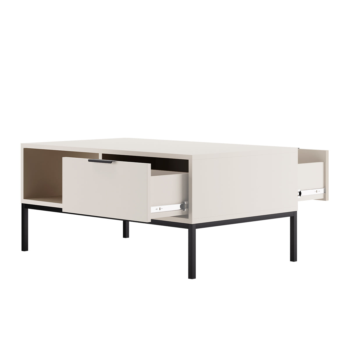 Table basse 100 cm Seattle Blanc Pieds noirs - vue 3