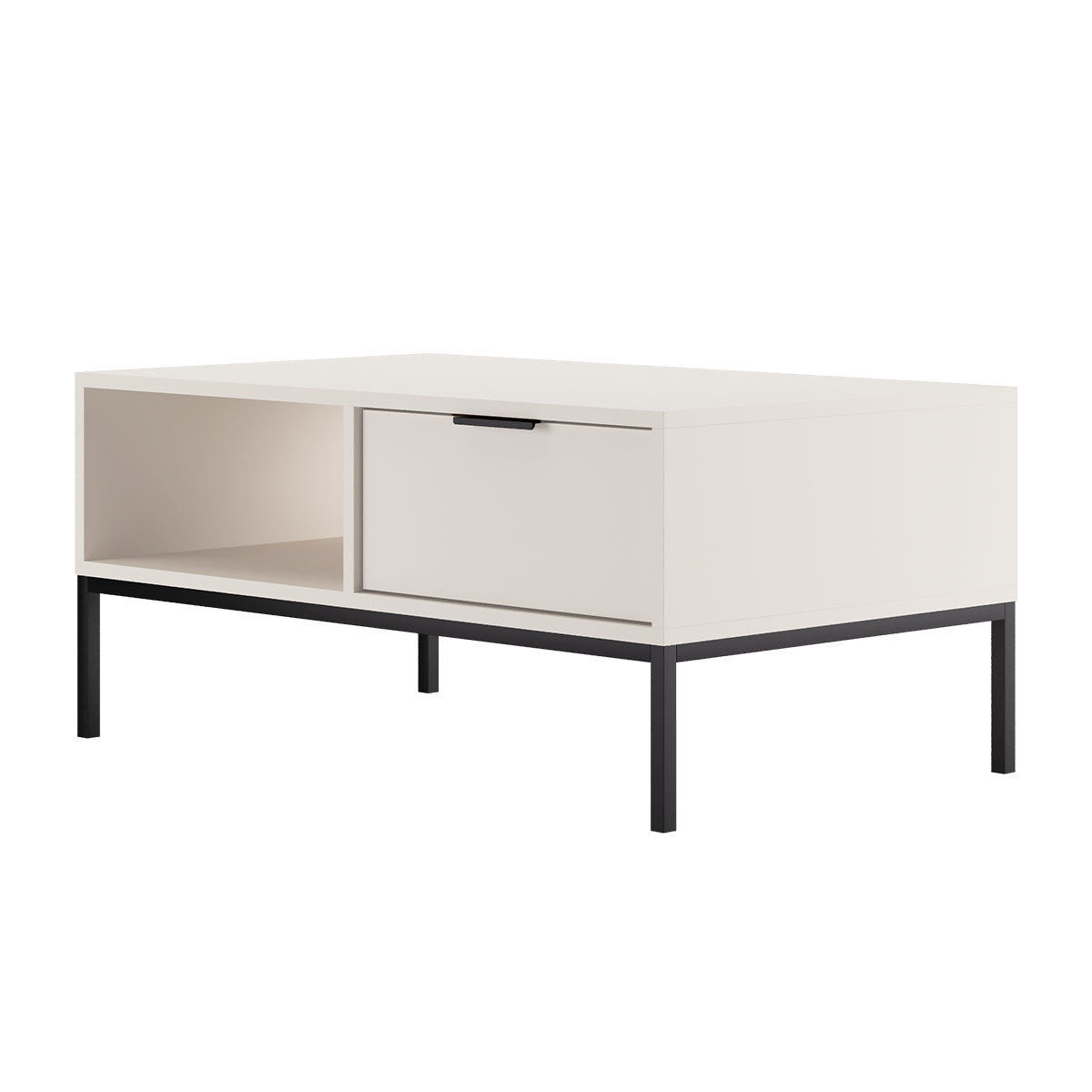 Table basse 100 cm Seattle Blanc Pieds noirs - vue 4