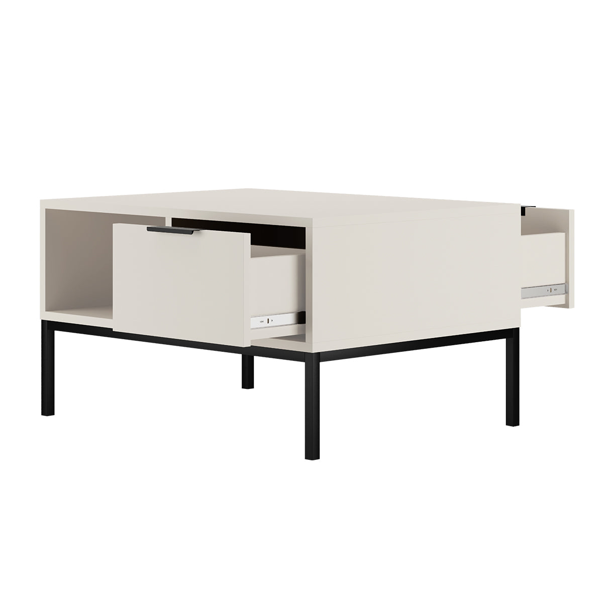 Table basse 80 cm Seattle Blanc Pieds noirs - vue 3