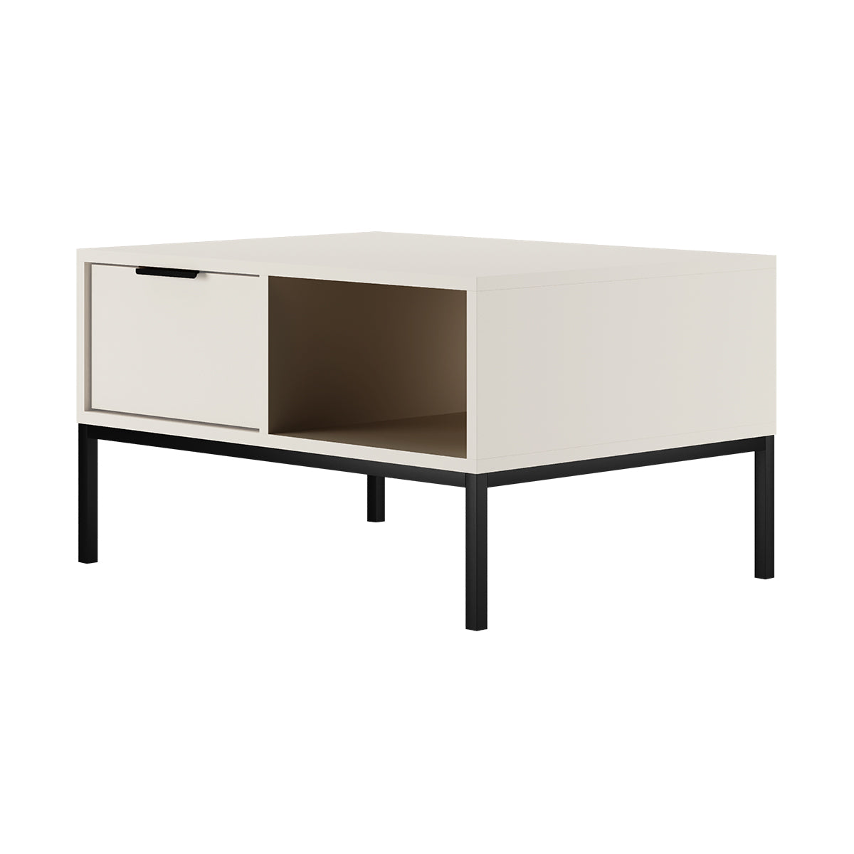 Table basse 80 cm Seattle Blanc Pieds noirs - vue 4