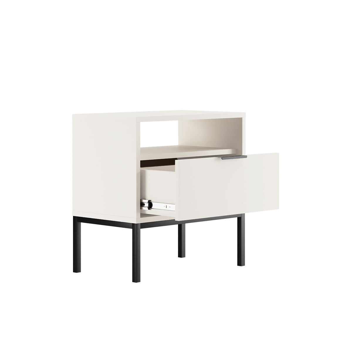 Table de chevet Seattle Blanc Pieds noirs - vue 3