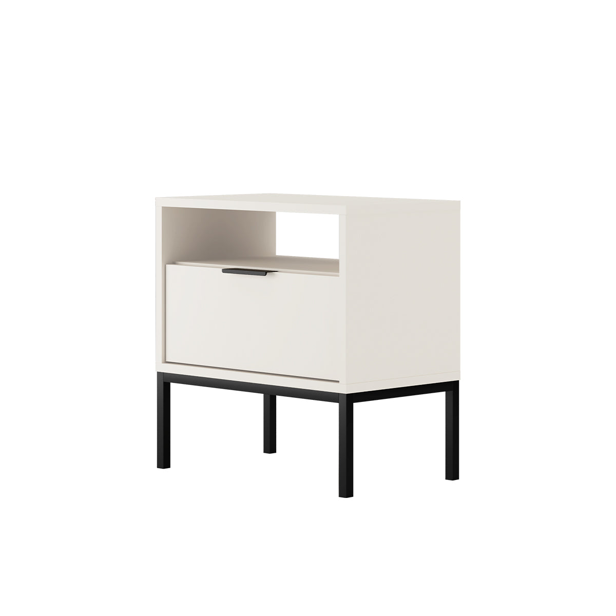 Table de chevet Seattle Blanc Pieds noirs - vue 4