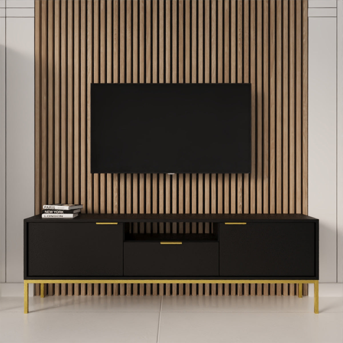 Meuble TV 135 cm Seattle Noir - vue 5