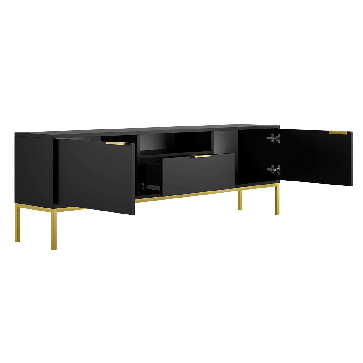 Meuble TV 175 cm Seattle Noir - vue 3