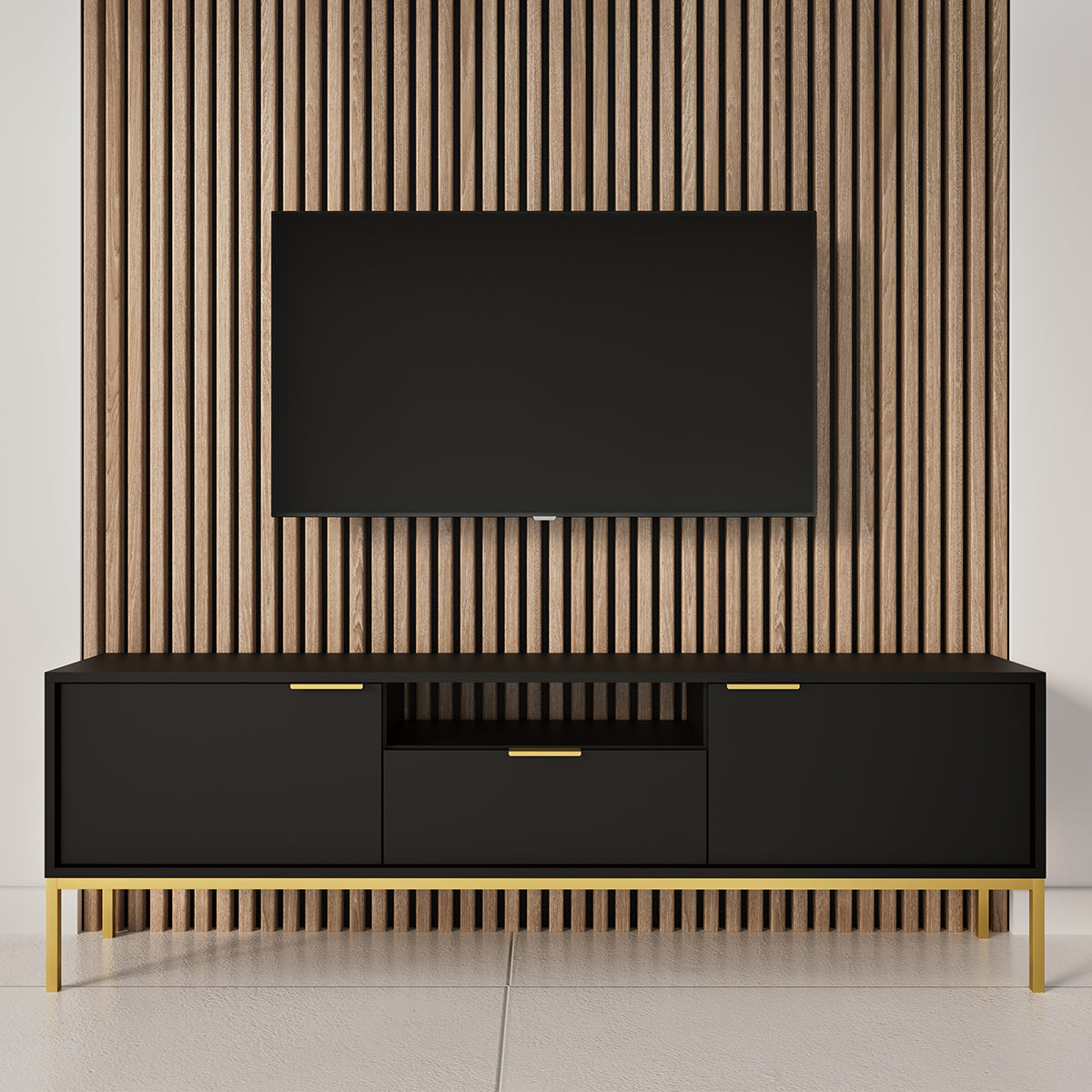 Meuble TV 175 cm Seattle Noir - vue 5