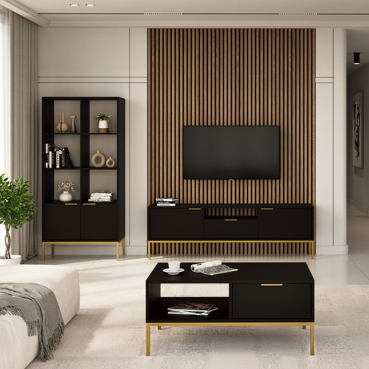 Bibliothèque 2 portes Seattle Noir - vue 5