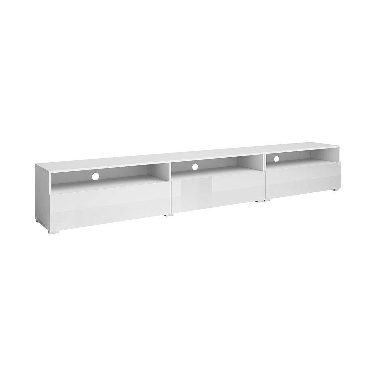 Meuble TV sur pied ou mural 1 tiroir 270 cm Sloan Blanc