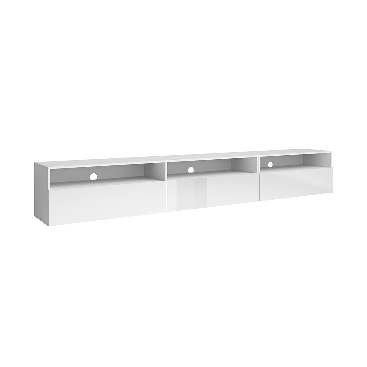 Meuble TV sur pied ou mural 1 tiroir 270 cm Sloan Blanc - vue 3