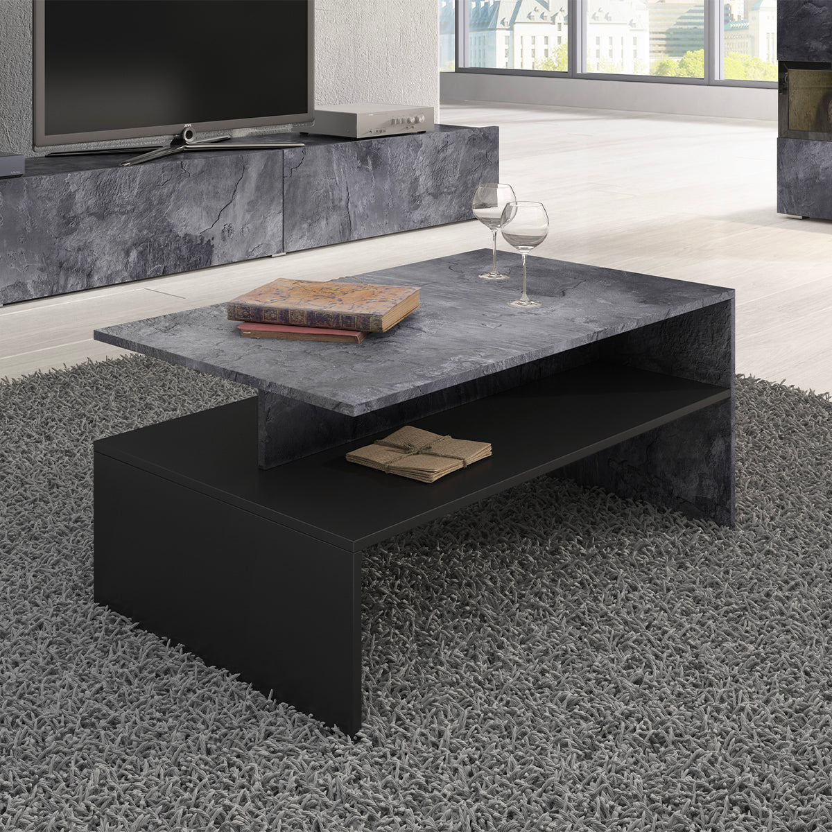 Table basse Sloan Béton foncé - vue 3