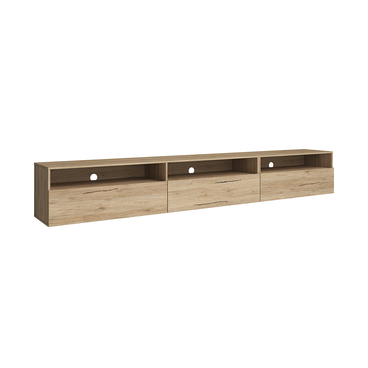 Meuble TV sur pied ou mural 1 tiroir 270 cm Sloan Bois - vue 2