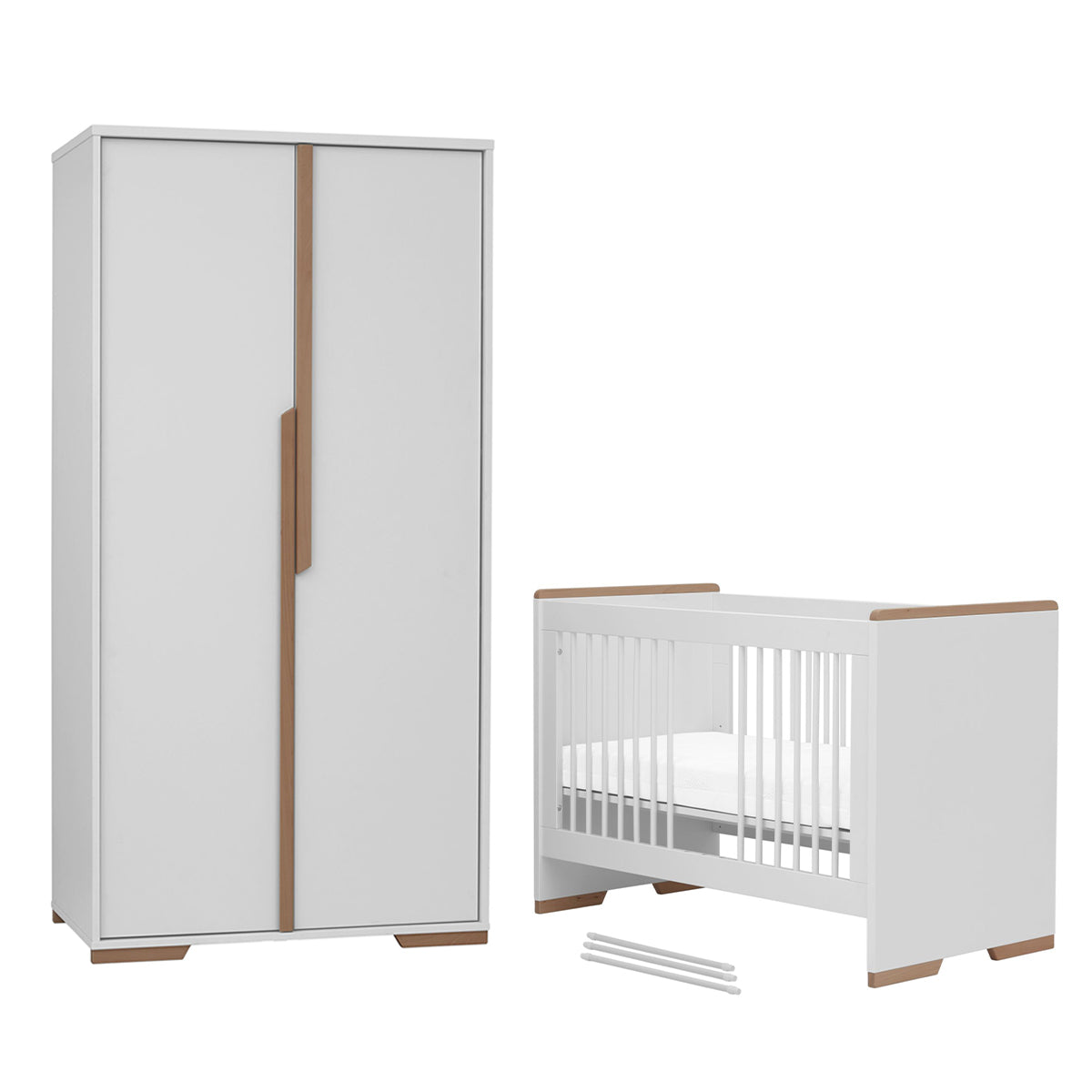 Lit bébé et Armoire Pinio Snap Blanc et bois