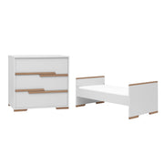 Lit bébé évolutif et commode à langer Pinio Snap Blanc et bois