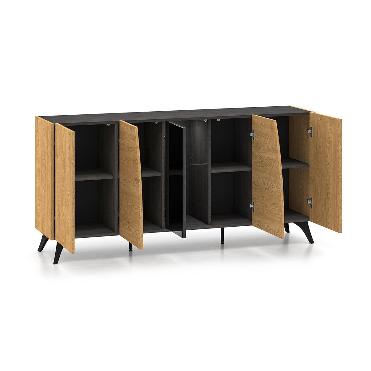 Buffet 5 portes Soah Bois et Noir - vue 2