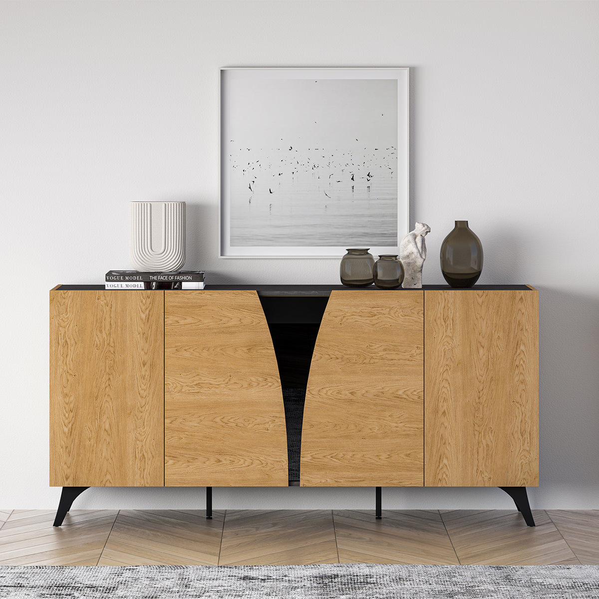 Buffet 5 portes Soah Bois et Noir - vue 4