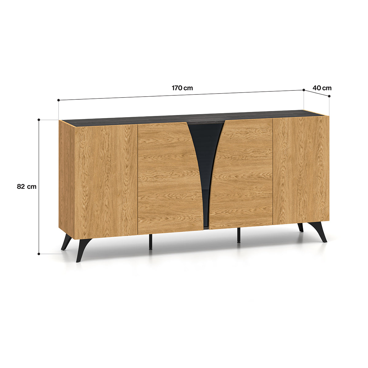 Buffet 5 portes Soah Bois et Noir - vue 7