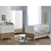 Chambre complète lit bébé évolutif - commode à langer - armoire Bébé Provence Archipel Blanc Chêne