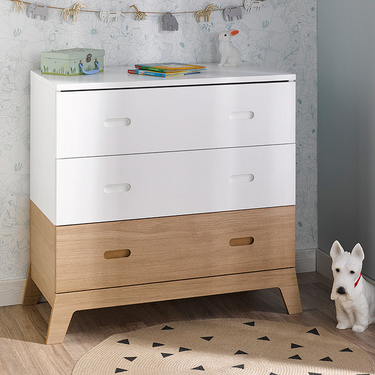 Chambre complète lit bébé évolutif - commode à langer - armoire Bébé Provence Archipel Blanc Chêne - vue 4