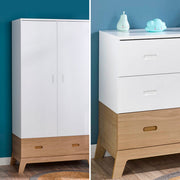 Commode et Armoire 2 portes Bébé Provence Archipel - Blanc Chêne