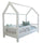 Lit cabane 90x200 barrière et sommier inclus pieds 10 cm Sofia Blanc