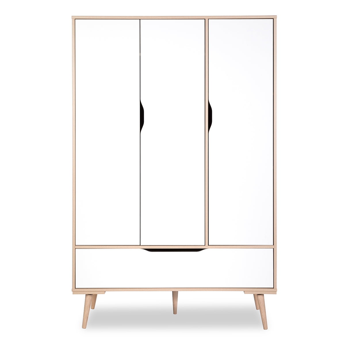 Armoire 3 portes 1 tiroir LittleSky by Klups Sofie Hêtre et Blanc - vue 3