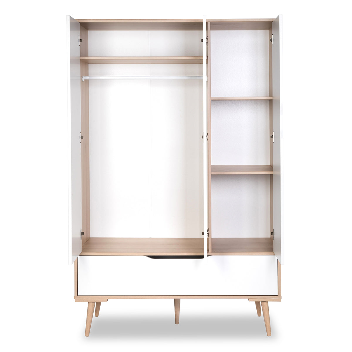 Lit bébé 60x120 et armoire 3 portes LittleSky by Klups Sofie Hêtre et Blanc - vue 4