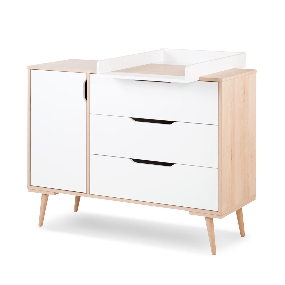 Chambre complète lit bébé 60x120 - commode à langer - armoire 3 portes LittleSky by Klups Sofie Blanc - vue 3